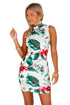 Retro Floral Print Open Back Sleeveless Mini Dress